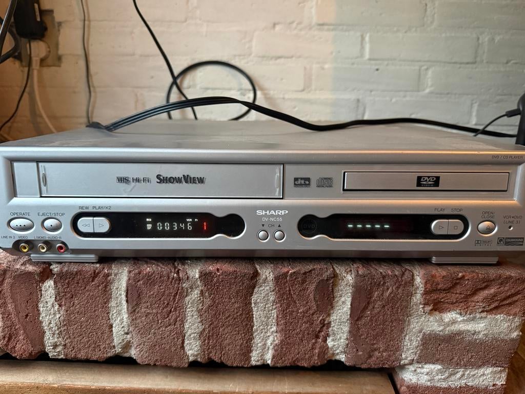 Sharp DV-NC55 VHS Hi-Fi ShowView VCR DVD/CD Speler, Audio, Tv en Foto, Videospelers, Sharp, Gebruikt, Ophalen of Verzenden, Sharp