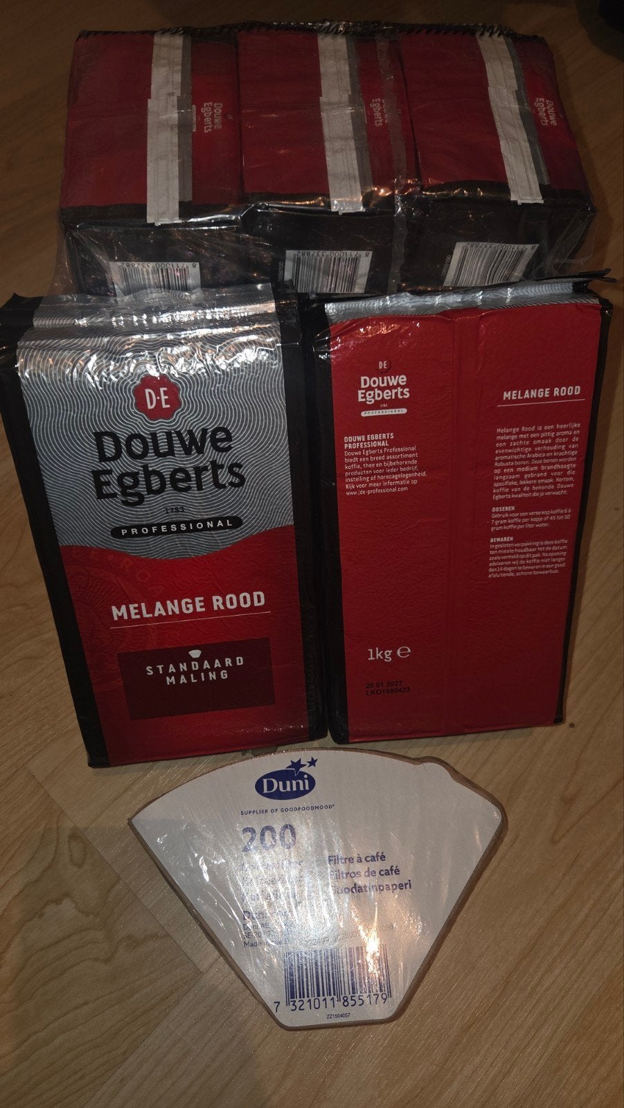 Douwe Egberts Melange Rood 5kg verse koffie + 200 filters., Ophalen of Verzenden, Nieuw
