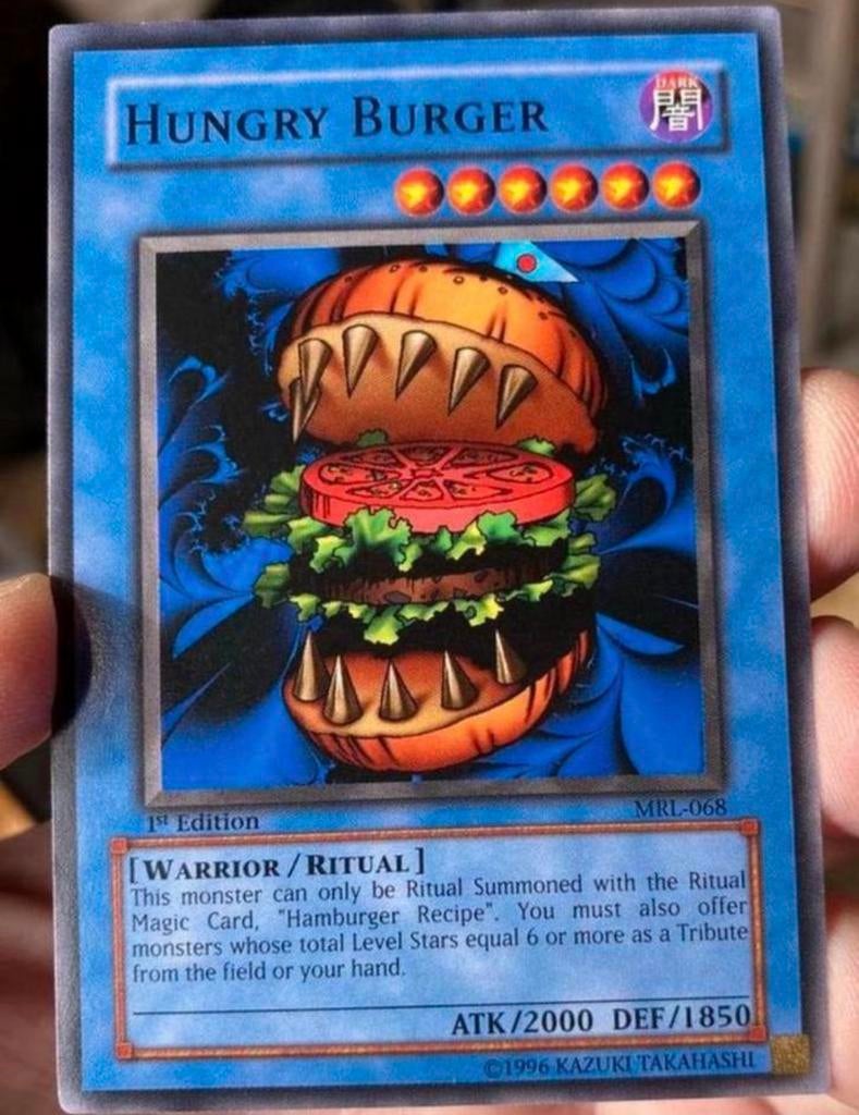 Yu-Gi-Oh! Hungry Burger MRL 1st Edition US Print!, Ophalen of Verzenden, Zo goed als nieuw, Losse kaart