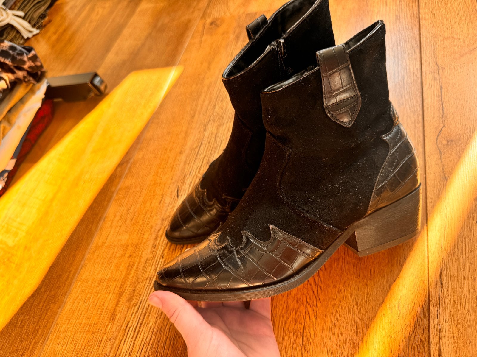 Lucky shoes laarzen maat 36 zwart puntig, Verzenden, Zo goed als nieuw, Zwart, Hoge laarzen