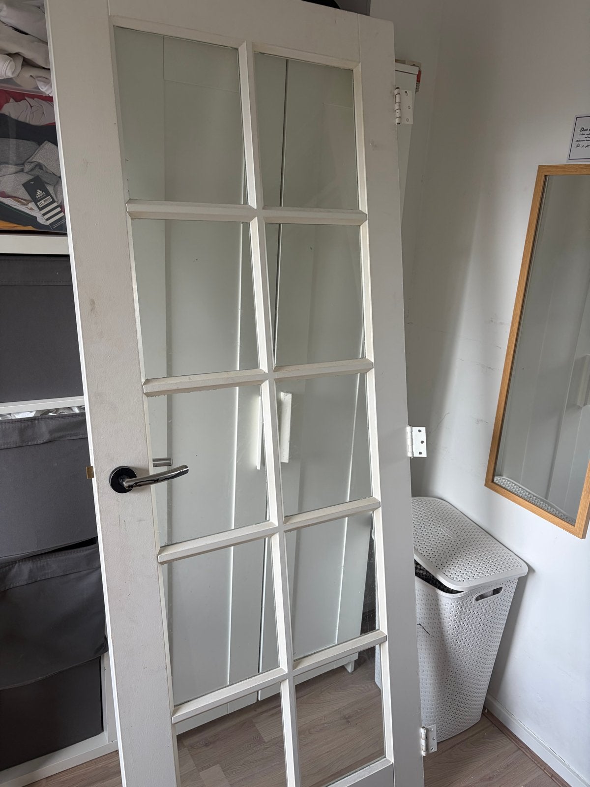 Witte binnendeur met glaspanelen, Ophalen, Gebruikt, Minder dan 80 cm, Binnendeur