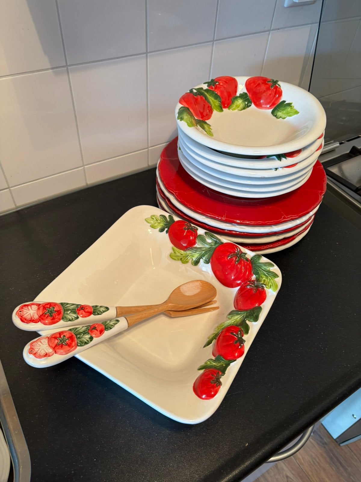 Superleuke sla set, Huis en Inrichting, Keuken | Servies, Ophalen, Zo goed als nieuw, Bord(en), Overige stijlen