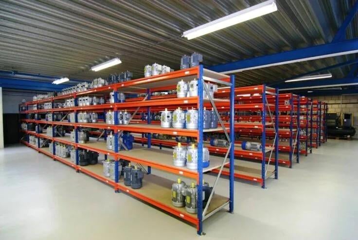 Magazijnstelling grootvak 5 lagen per rij, 3 rijen, Ophalen
