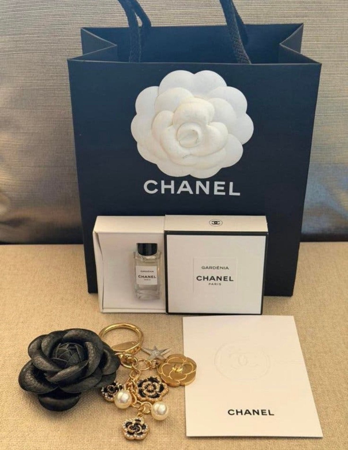 Miniatuur Chanel Gardenia 4 ml edp & camelia charm in tas, Verzenden, Nieuw, Miniatuur, Gevuld