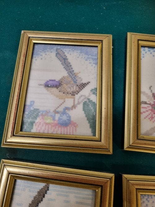 schilderijtjes geborduurd met vogels, Ophalen of Verzenden, 'T Olde Gre-j, Info@toldegrej.nl, Endepoelstraat 20f Didam