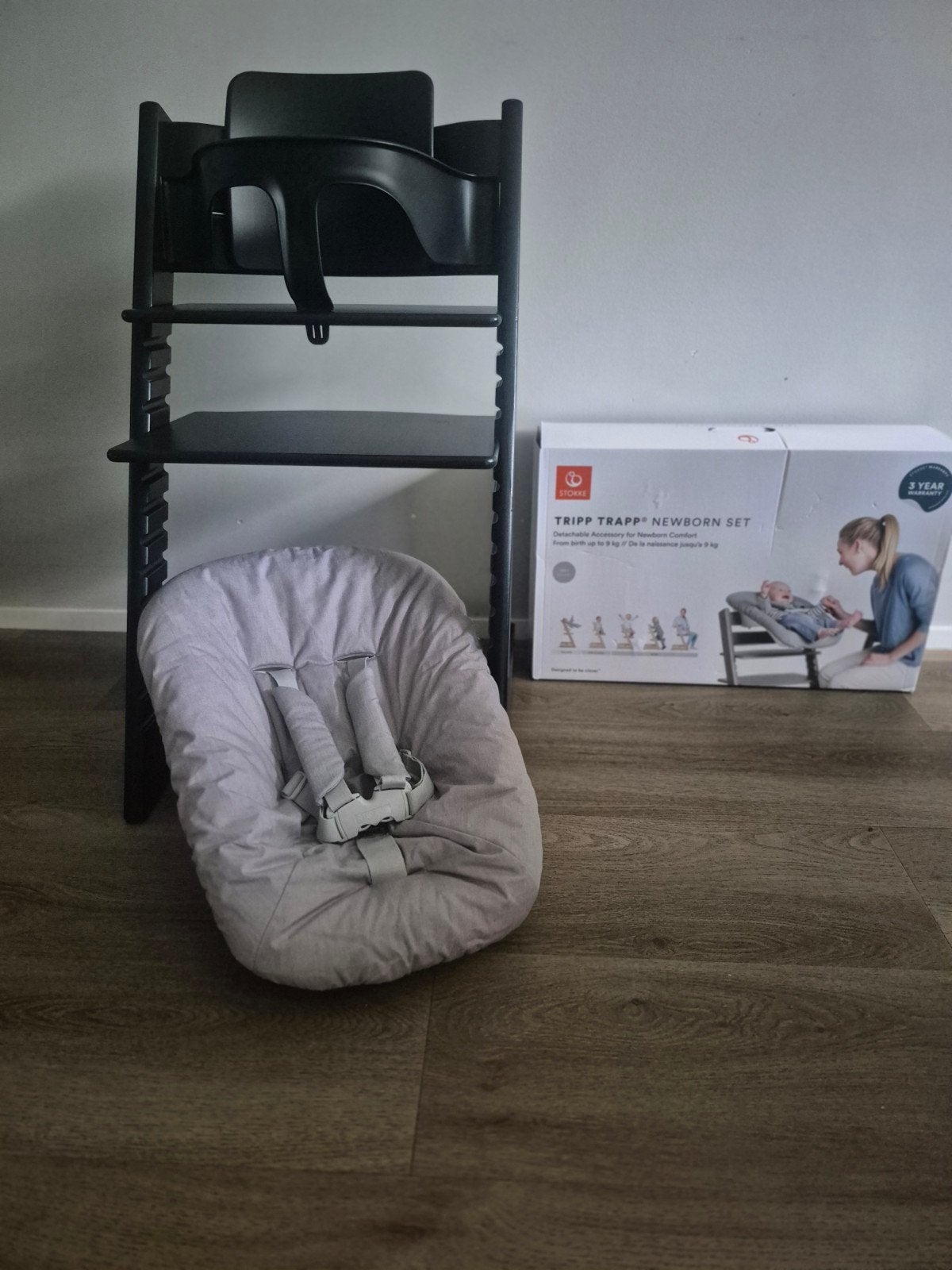 Complete originele zwarte Stokke Tripp Trapp set, Ophalen of Verzenden, Zo goed als nieuw, Meegroeistoel, Aanschuifbaar