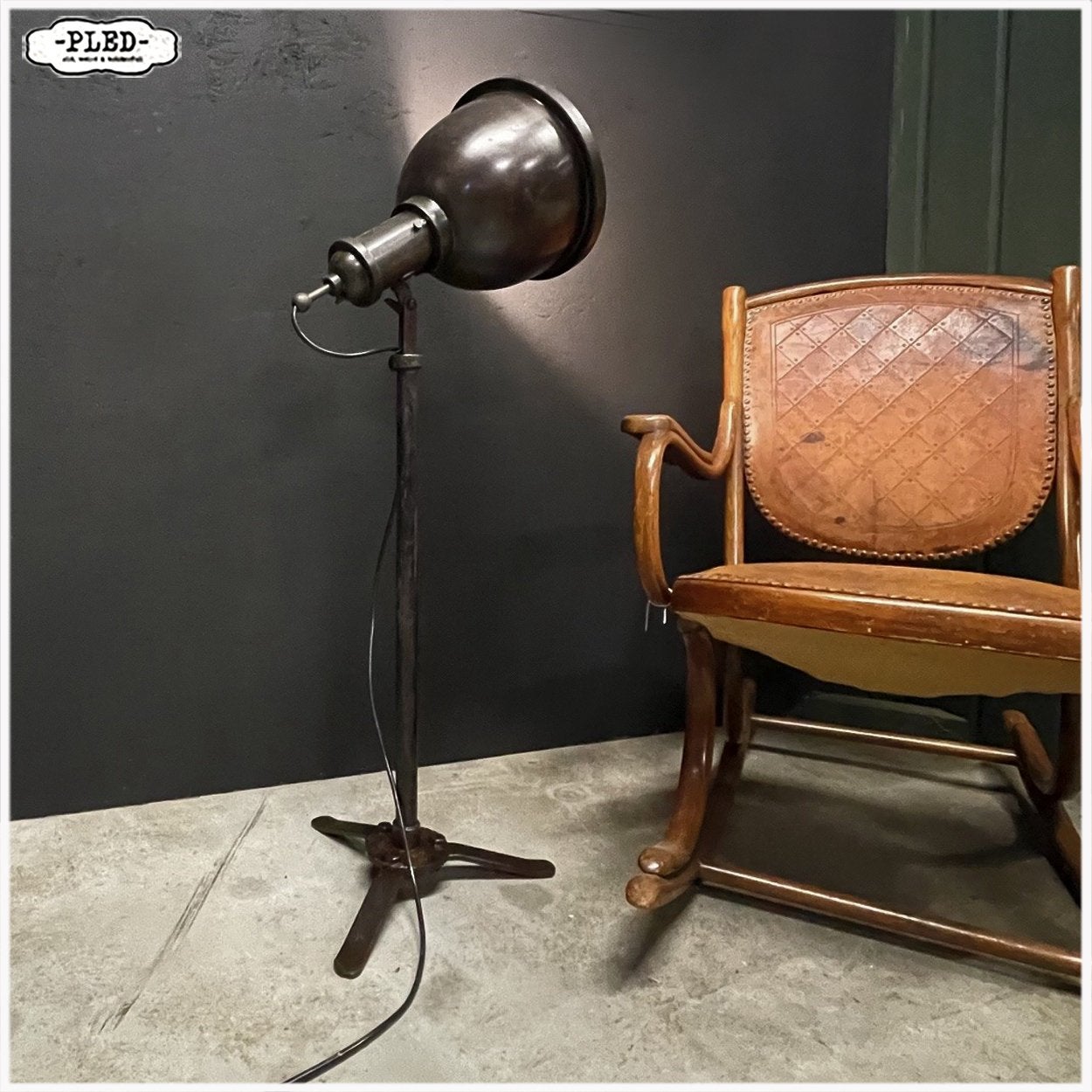 Oude industriele lamp vloerlamp, Ophalen, Gebruikt, E27 (groot), Nb