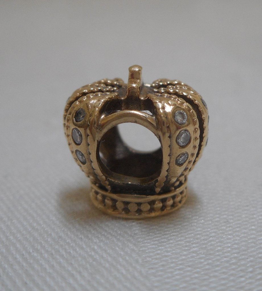 Pandora 14 K Gouden Bedel met Diamant Majestic Crown nr.276, Verzenden, Pandora, Zo goed als nieuw, 1 bedel