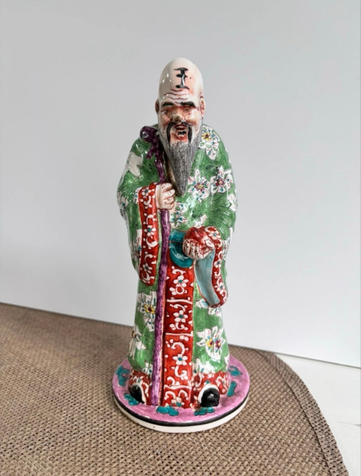 Oud Chinees Beeld van Wijze Man - Keramiek, Handgeschilderd, Ophalen of Verzenden, 20 - 50 cm, Steen of Keramiek, Beeld