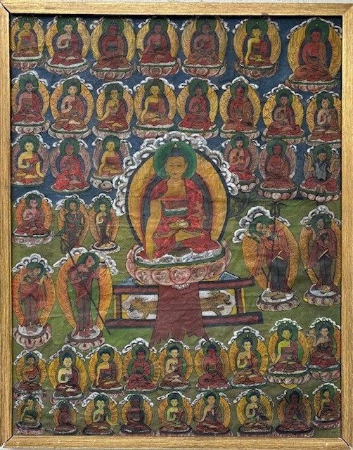 Tibetaanse Thangka, Textiel, Ingelijst, 67 cm, Ophalen of Verzenden