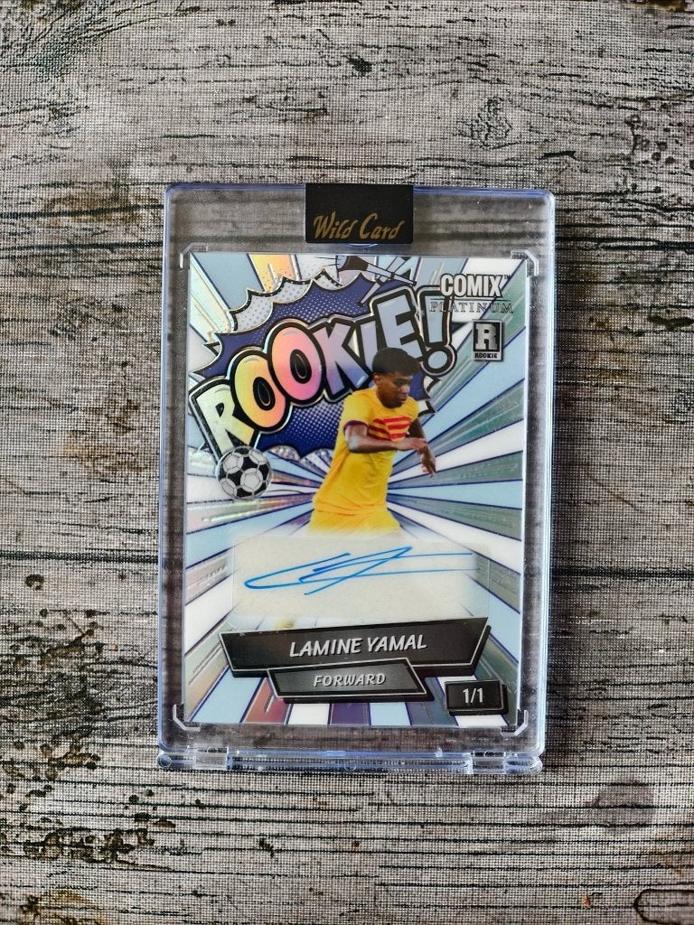 Lamine Yamal Wild Card Comix Rookie 1/1 Gesigneerde Kaart, Maat XS of kleiner, Ophalen of Verzenden, Zo goed als nieuw, Overige typen