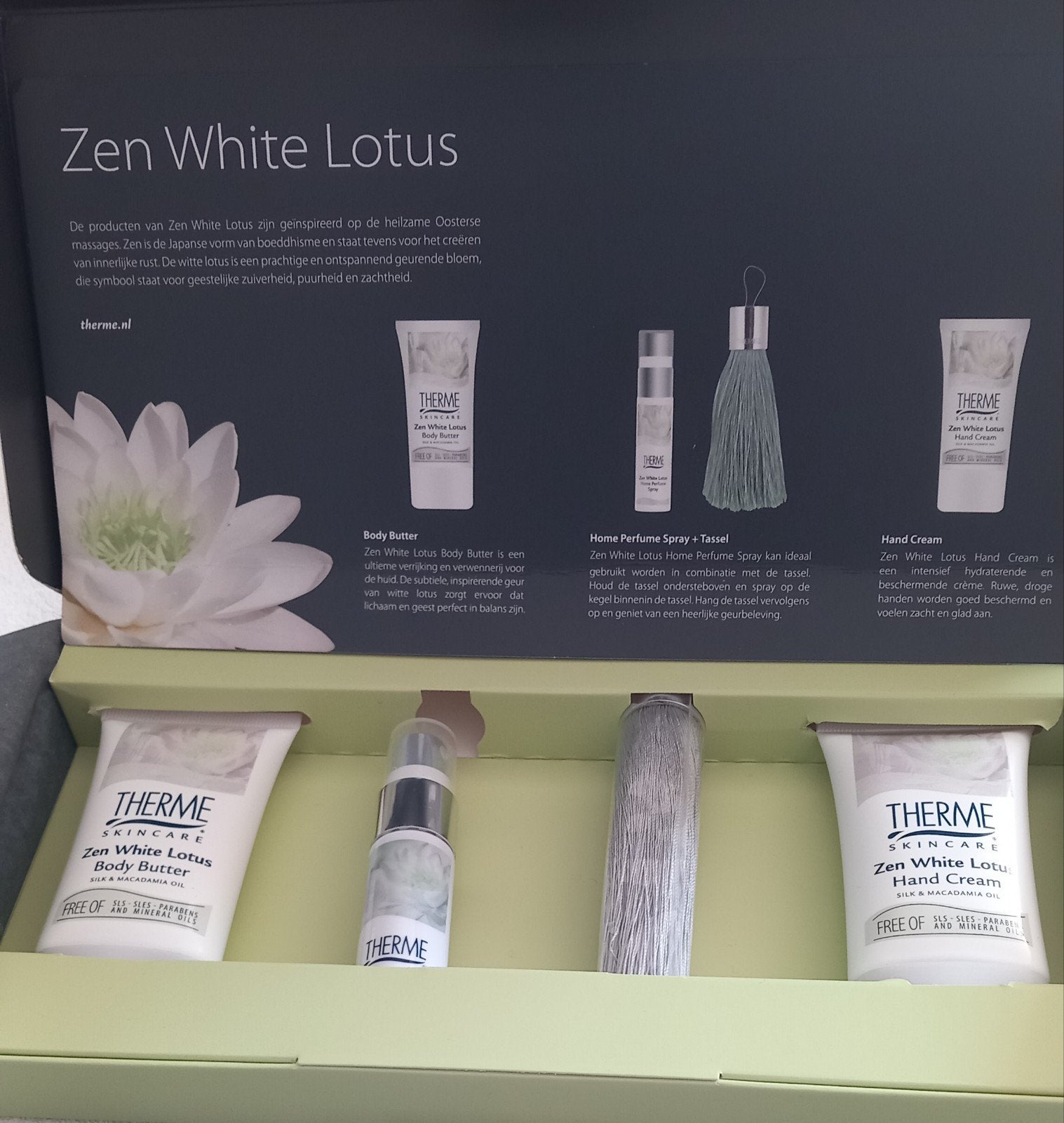 Therme Zen White Lotus Skincare Set, Ophalen of Verzenden, Nieuw, Bodylotion, Crème of Olie