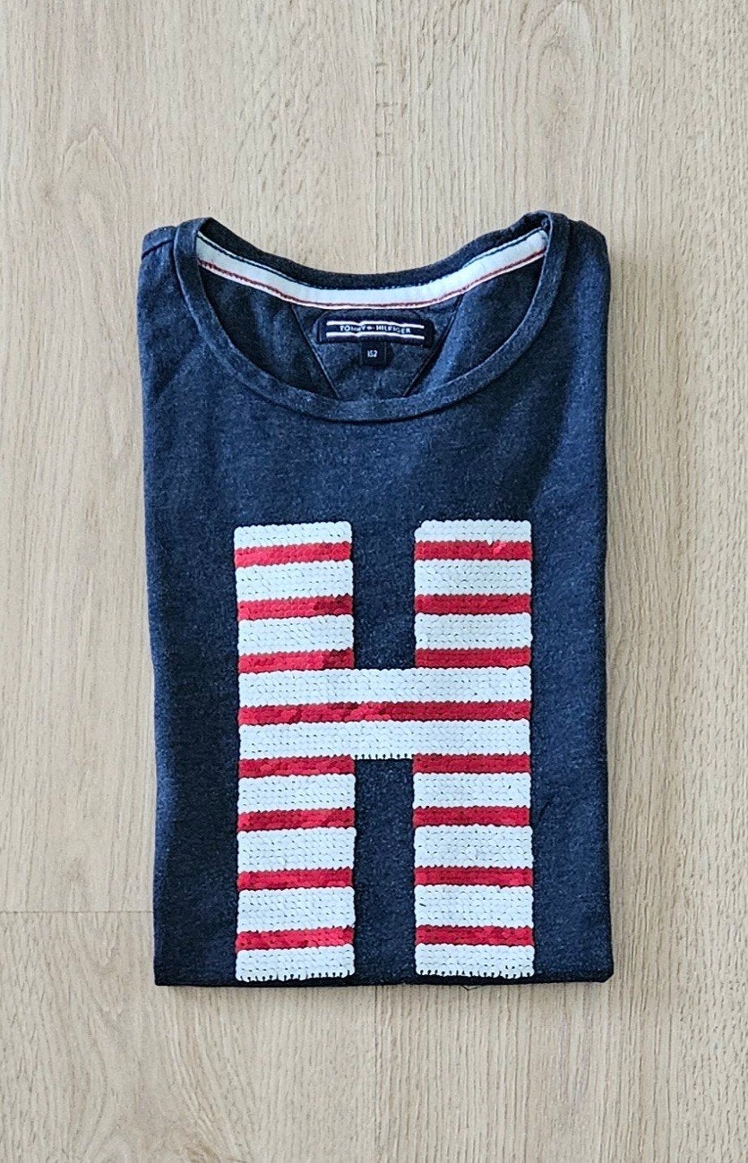 Tommy Hilfiger Donkerblauw Shirt Mt 152, Meisje, Ophalen of Verzenden, Shirt of Longsleeve, Tommy Hilfiger