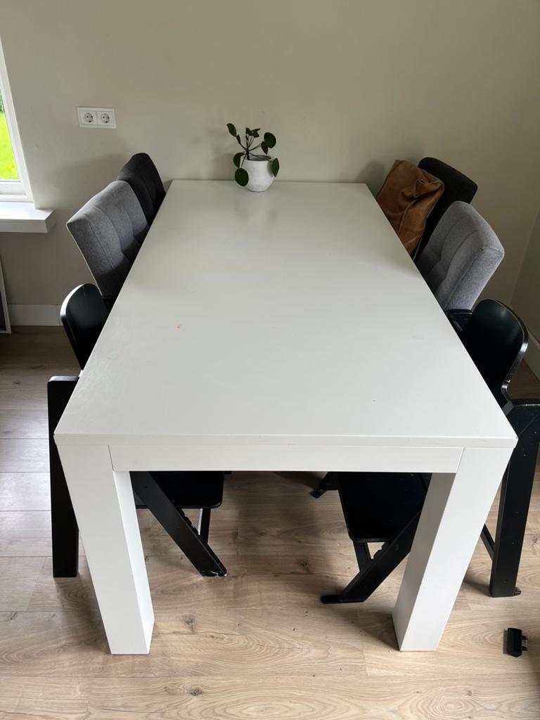 Tafel 180 x 90 + 6 stoelen, Ophalen, Gebruikt, 4 tot 6 stoelen