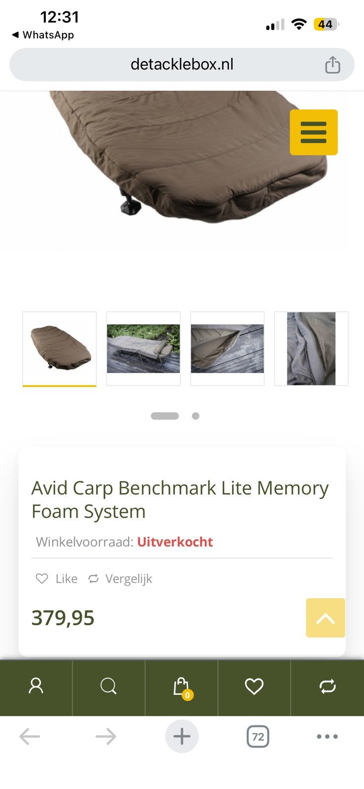 Avid Carp Benchmark Lite Memory Foam System fox solar jag bb, Ophalen of Verzenden, Zo goed als nieuw
