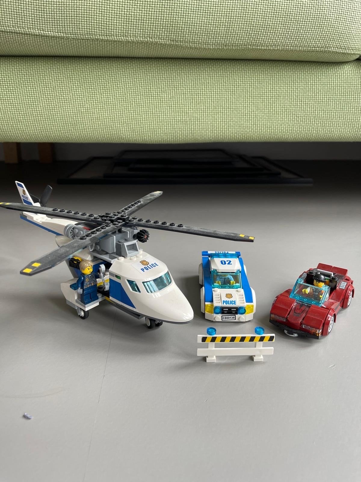 LEGO Politie Helikopter, Auto's en Barrière Set, Ophalen of Verzenden, Zo goed als nieuw, Overige merken