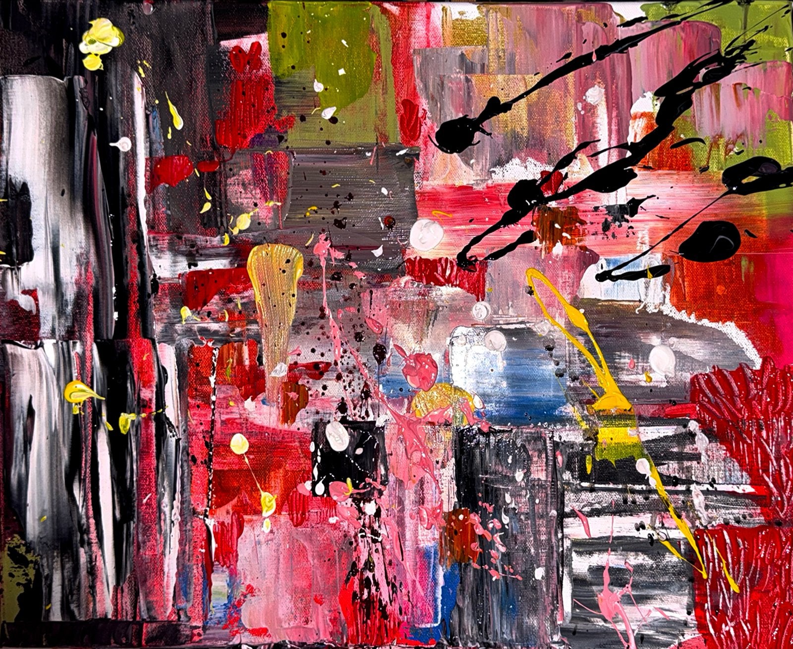 Abstract Acrylschilderij 40x50 cm - Demi Bonte, Ophalen of Verzenden