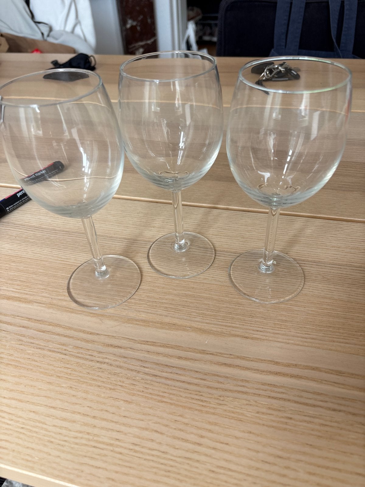 3 wijnglazen, Ophalen, Gebruikt, Glas, Glas of Glazen