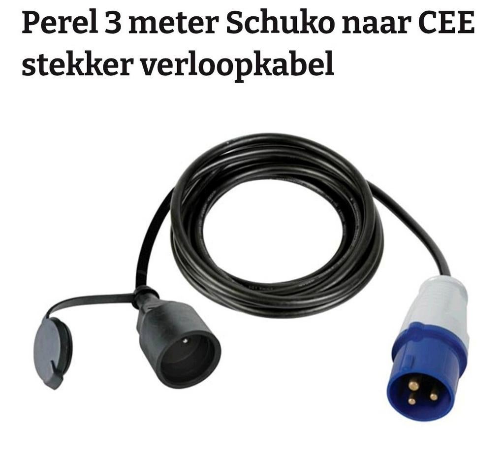 NIEUW: CEE Verloopkabel 3m voor camping, Caravans en Kamperen, Ophalen of Verzenden, Nieuw