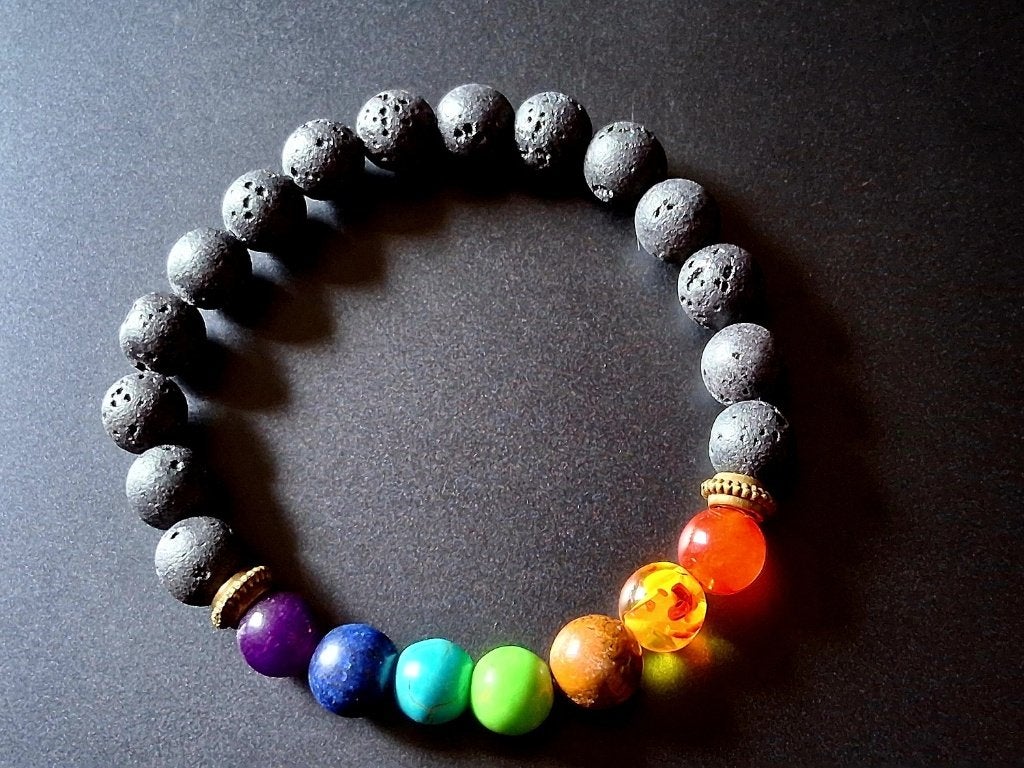armband lavasteen chakra, Ophalen of Verzenden, Nieuw, Overige materialen, Met bedels of kralen