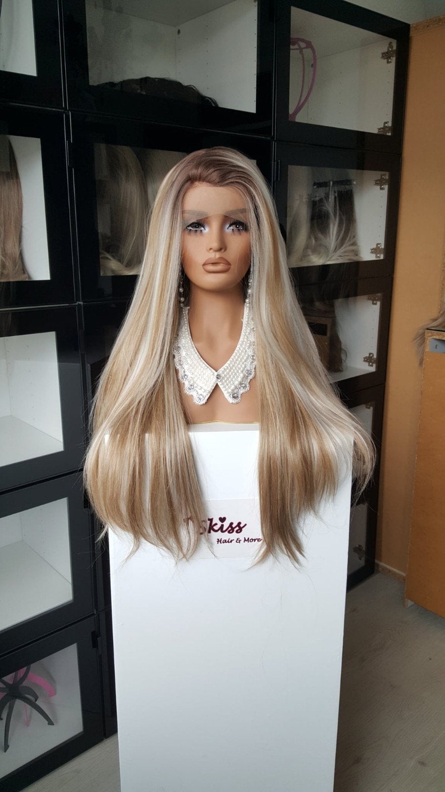 Luxe Lace Pruik: Uitgroei / Gemixt Blond - Stijl - 75cm, Ophalen of Verzenden, Nieuw, Pruik of Haarverlenging