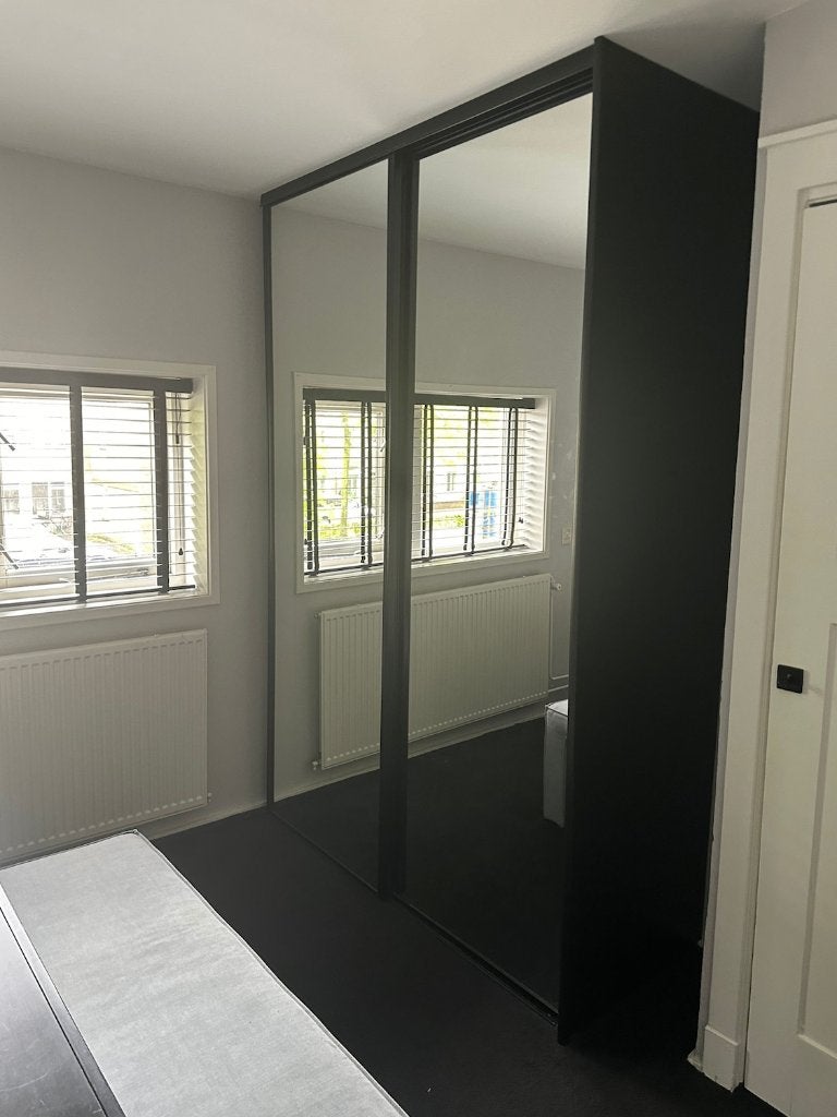 Prachtige schuifdeuren met spiegel (kleding- of inbouwkast), Ophalen, 200 cm of meer, Overige materialen, 50 tot 100 cm