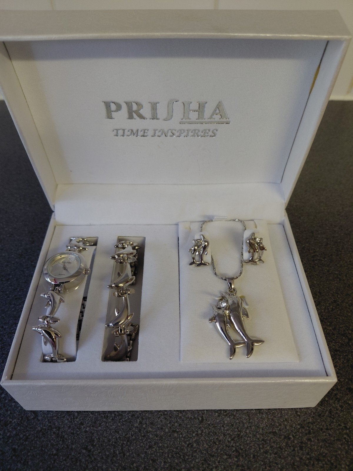 mooie set dolfijn, Sieraden, Tassen en Uiterlijk, Ophalen of Verzenden, Zo goed als nieuw, Zilver, Overige materialen