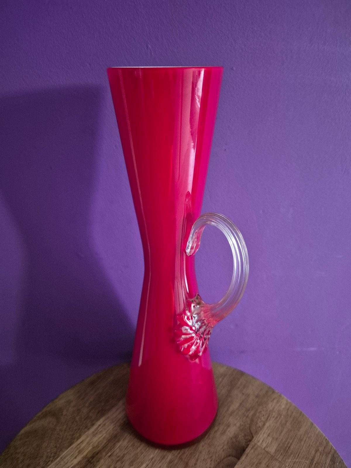 Vintage Murano stijl vaas roze met oor, Ophalen