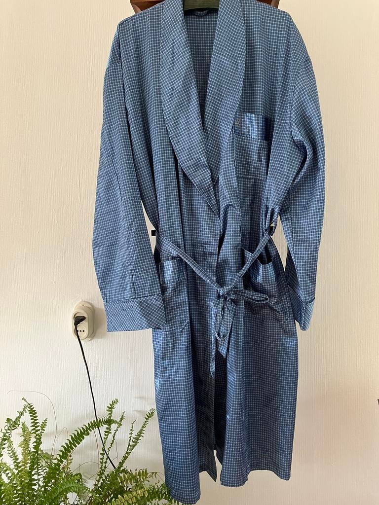 Robson blauwe satijnen badjas/ochtendjas mt 58 zgan, Kleding | Heren, Ophalen of Verzenden, Zo goed als nieuw, Maat 56/58 (XL)