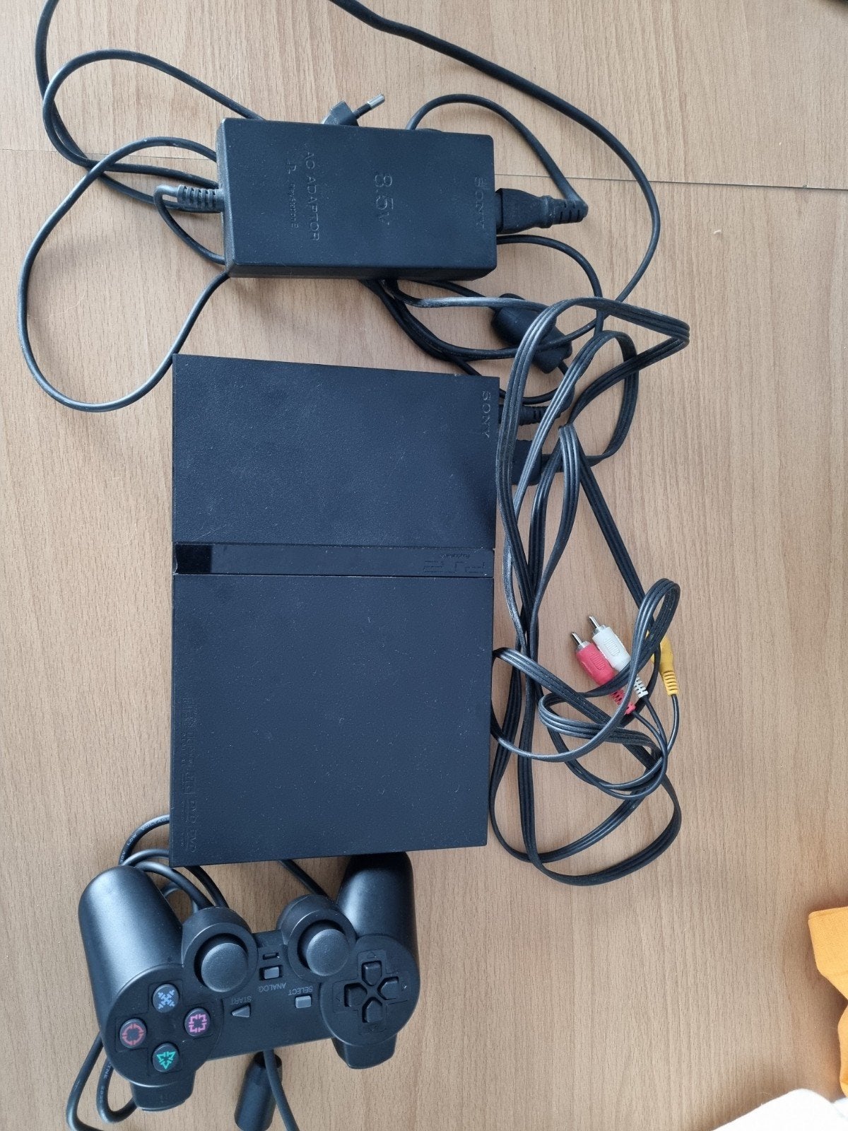 Sony PlayStation 2 Slim met controller en games, Ophalen, Gebruikt, Zwart, Met games