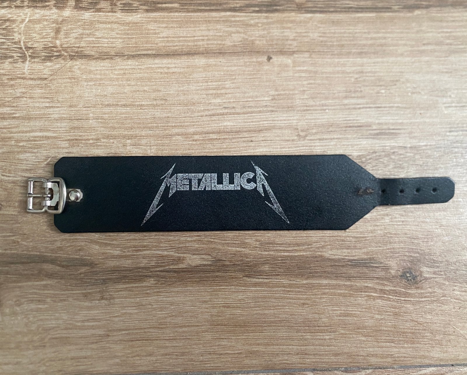 Vintage Metallica Leren Armband, Ophalen of Verzenden, Gebruikt, Zwart, Leer