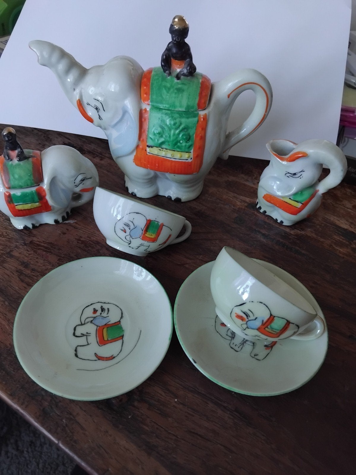 Vintage Olifant Theeservies - Uniek en Compleet, Ophalen of Verzenden