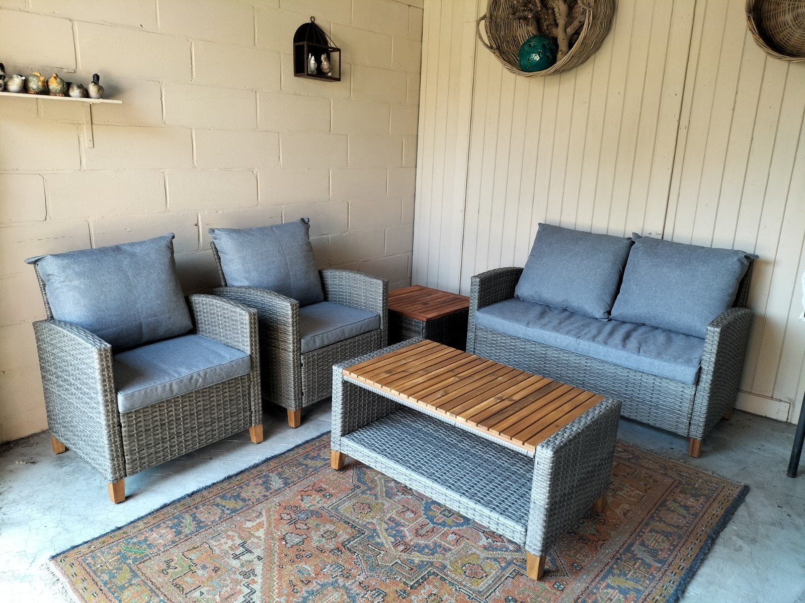 Turijn Loungeset Wicker Donkergrijs - Zo goed als nieuw, Ophalen, 4 zitplaatsen, Loungeset, Wicker
