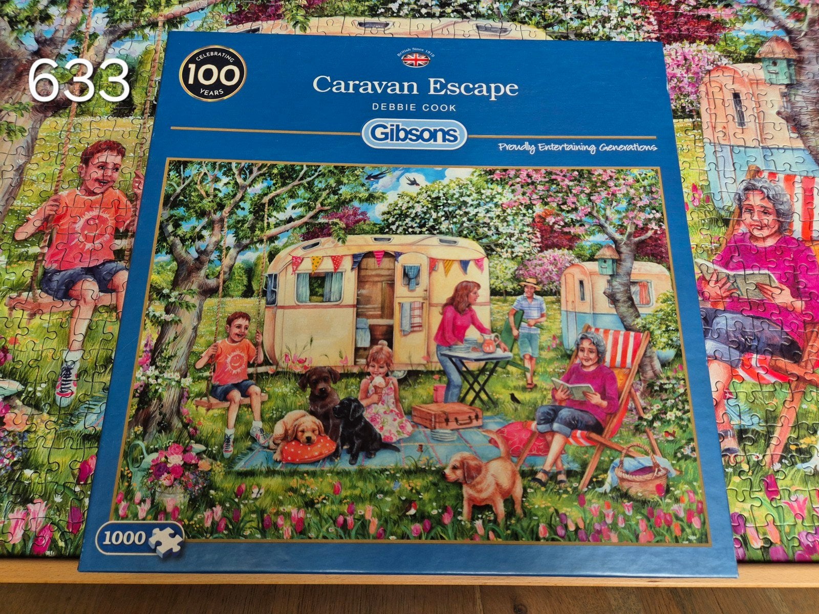 Gibsons puzzle 1000. Debbie Cook. Caravan escape., Ophalen of Verzenden, 500 t/m 1500 stukjes, Gebruikt, Legpuzzel