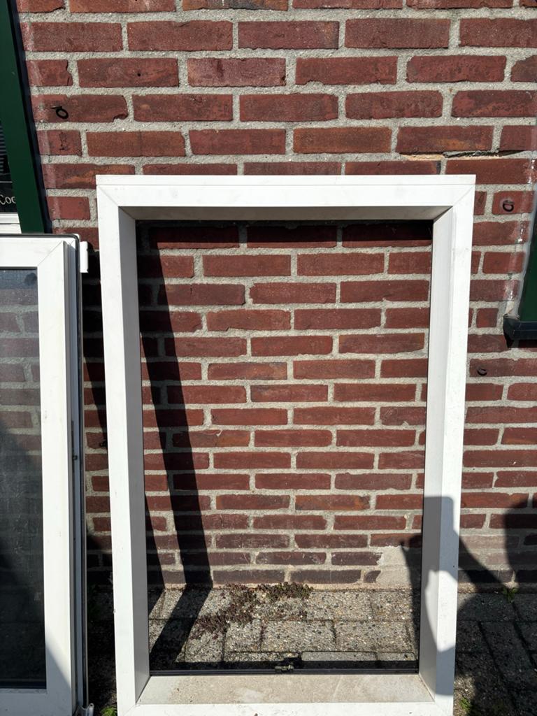 3x kunstof kozijnen dubbel glas, Doe-het-zelf en Verbouw, Glas en Ramen, Gevelraam of Ruit, Gebruikt, 80 tot 120 cm, 120 tot 160 cm