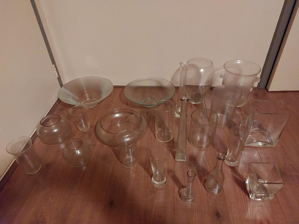 PARTIJ glaswerk glazen vaas schaal champagnekoeler accubak, Ophalen, Gebruikt, Overige kleuren, Glas