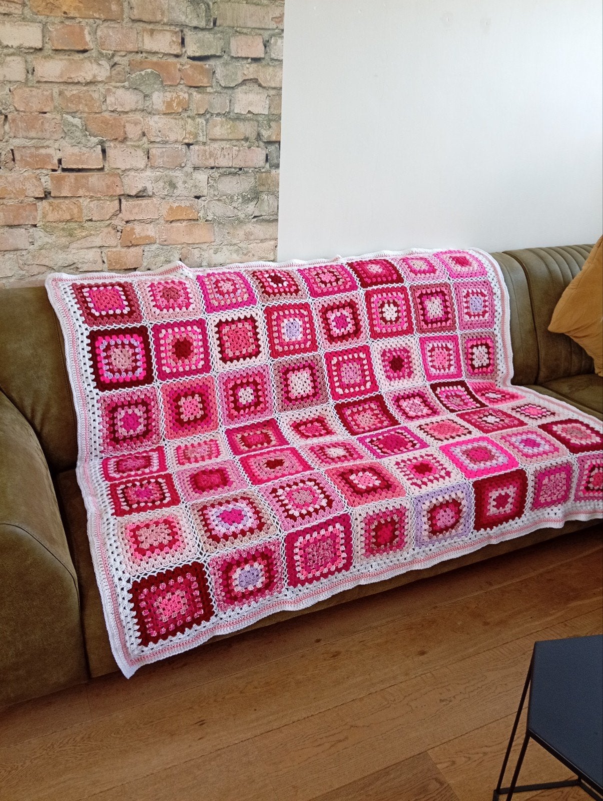granny square deken, Huis en Inrichting, 150 tot 200 cm, Nieuw, Ophalen of Verzenden, Rood