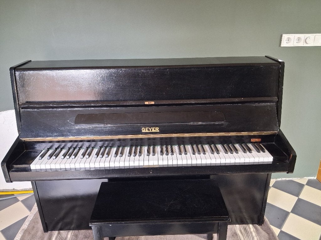 2e hands piano - Geyer - inclusief pianokruk, Ophalen, Gebruikt, Zwart, Piano
