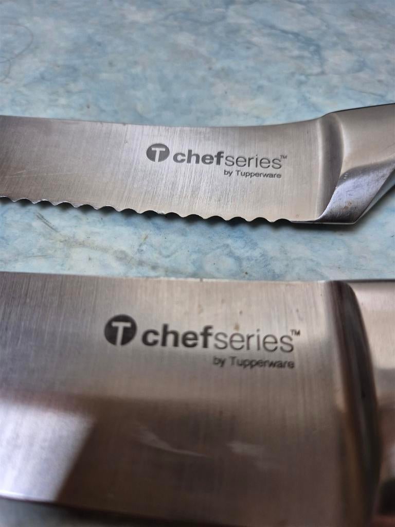Tupperware ChefSeries Koksmes en Broodmes Set, Ophalen, Gebruikt, Rvs of Chroom, Los bestek