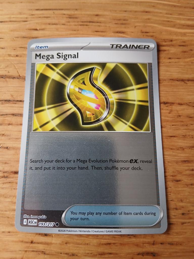 Pokémon TCG Mega Signal Trainer Kaart 193/217 ASCEN, Hobby en Vrije tijd, Verzamelkaartspellen | Pokémon, Zo goed als nieuw, Losse kaart