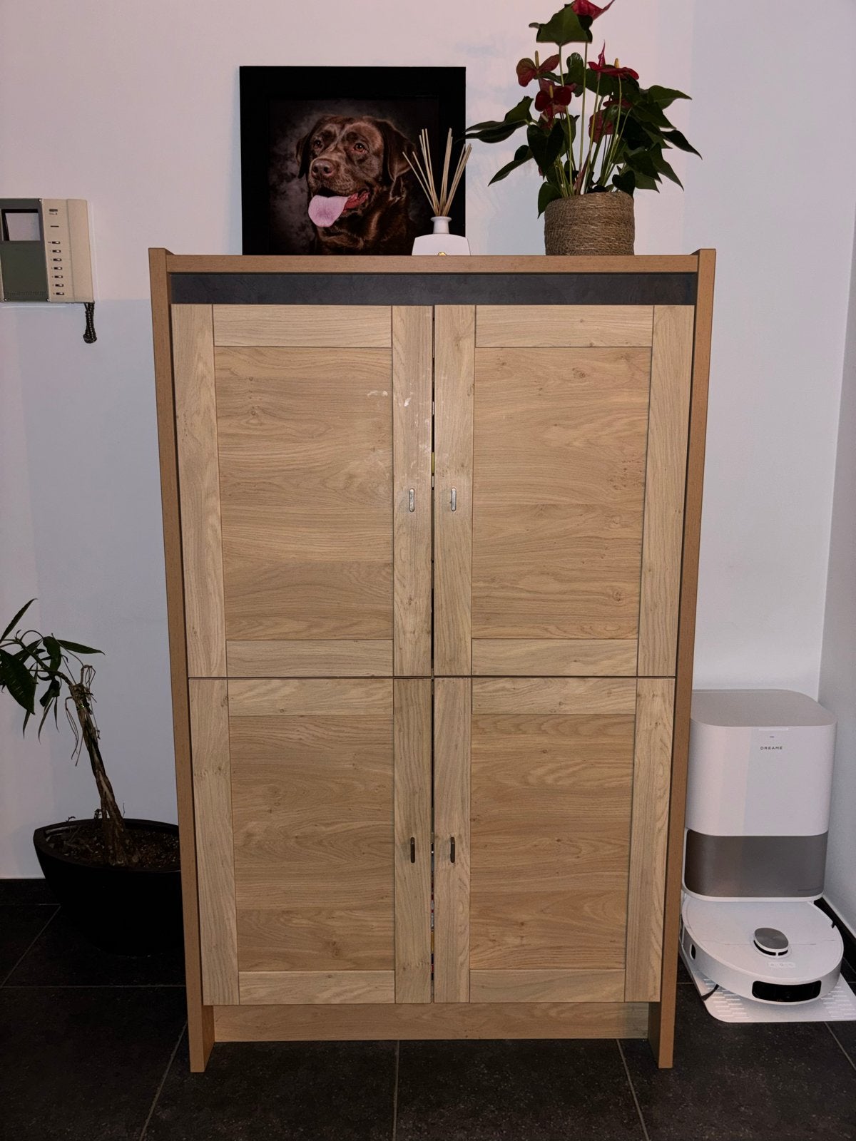 Houten kast met deuren en planken, Ophalen, Gebruikt, Eikenhout, 50 tot 100 cm