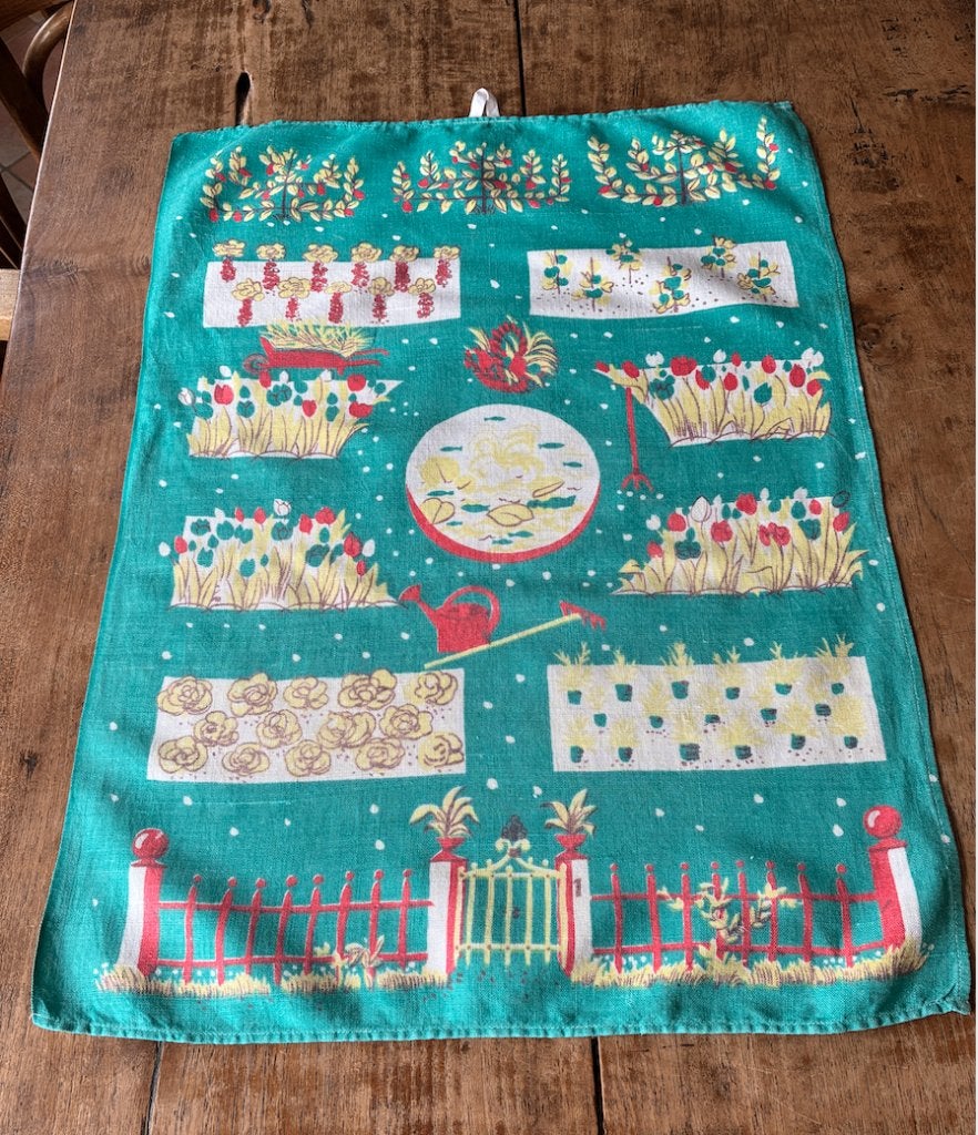 Theedoek - vintage - groen, Huis en Inrichting, Linnen, Overige merken, Zo goed als nieuw, Groen