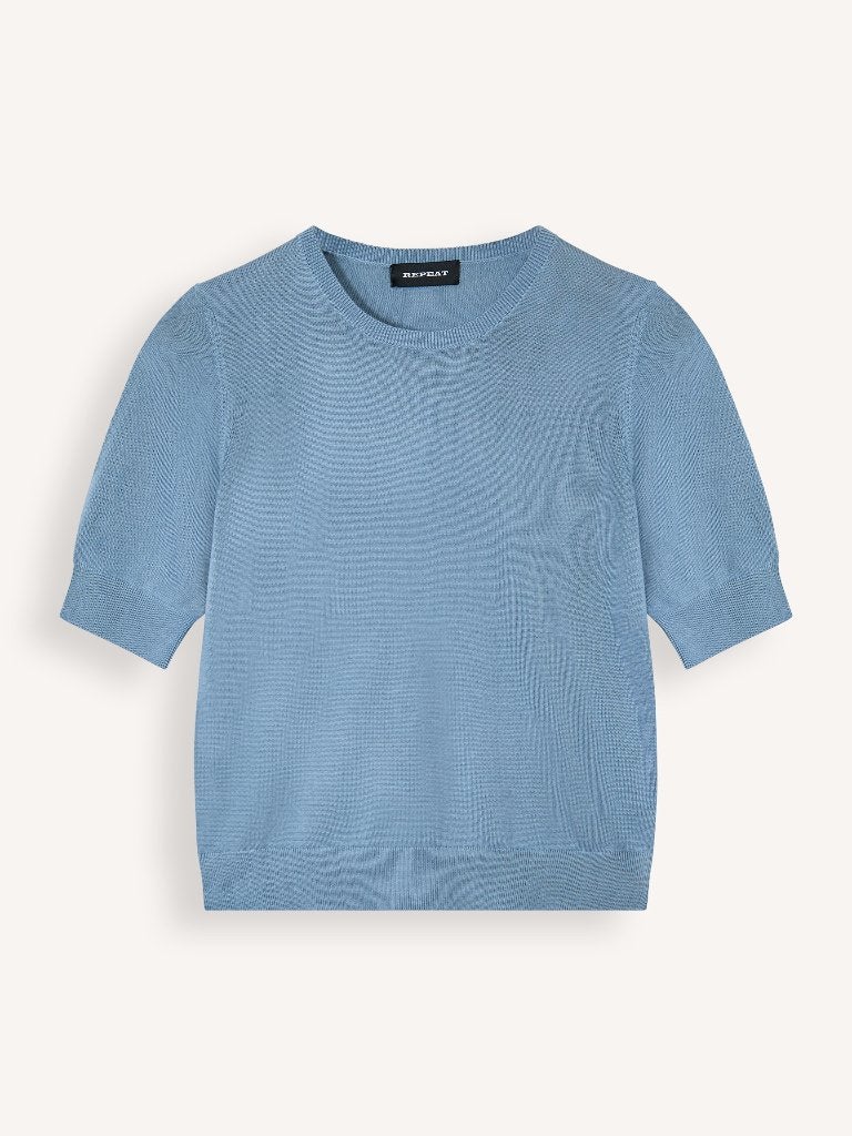 Mooi denim blauw truitje van REPEAT mt 40, Blauw, Ophalen of Verzenden, Zo goed als nieuw, Maat 38/40 (M)