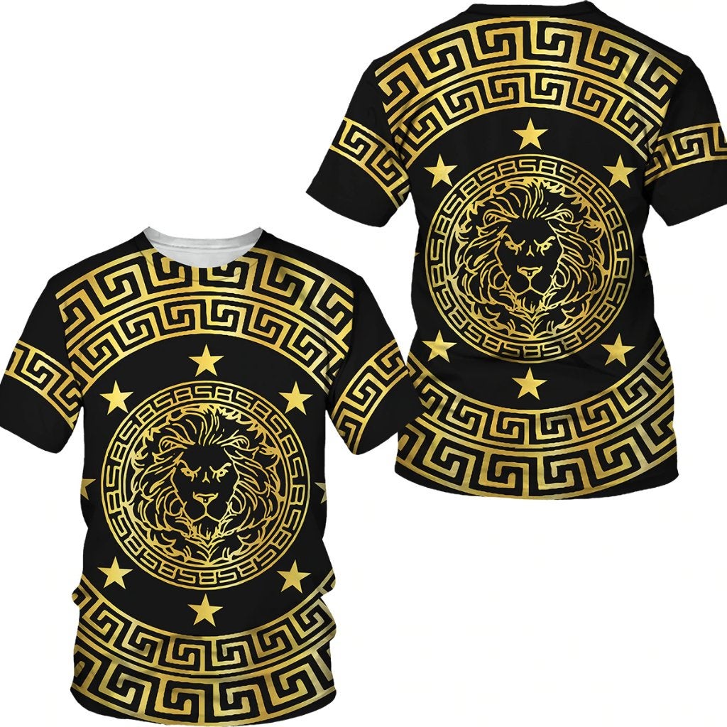 Heren barok t-shirt 1 luxe gouden shirt goud zwart leeuw, Kleding | Heren, T-shirts, Verzenden, Nieuw, Overige maten, Zwart