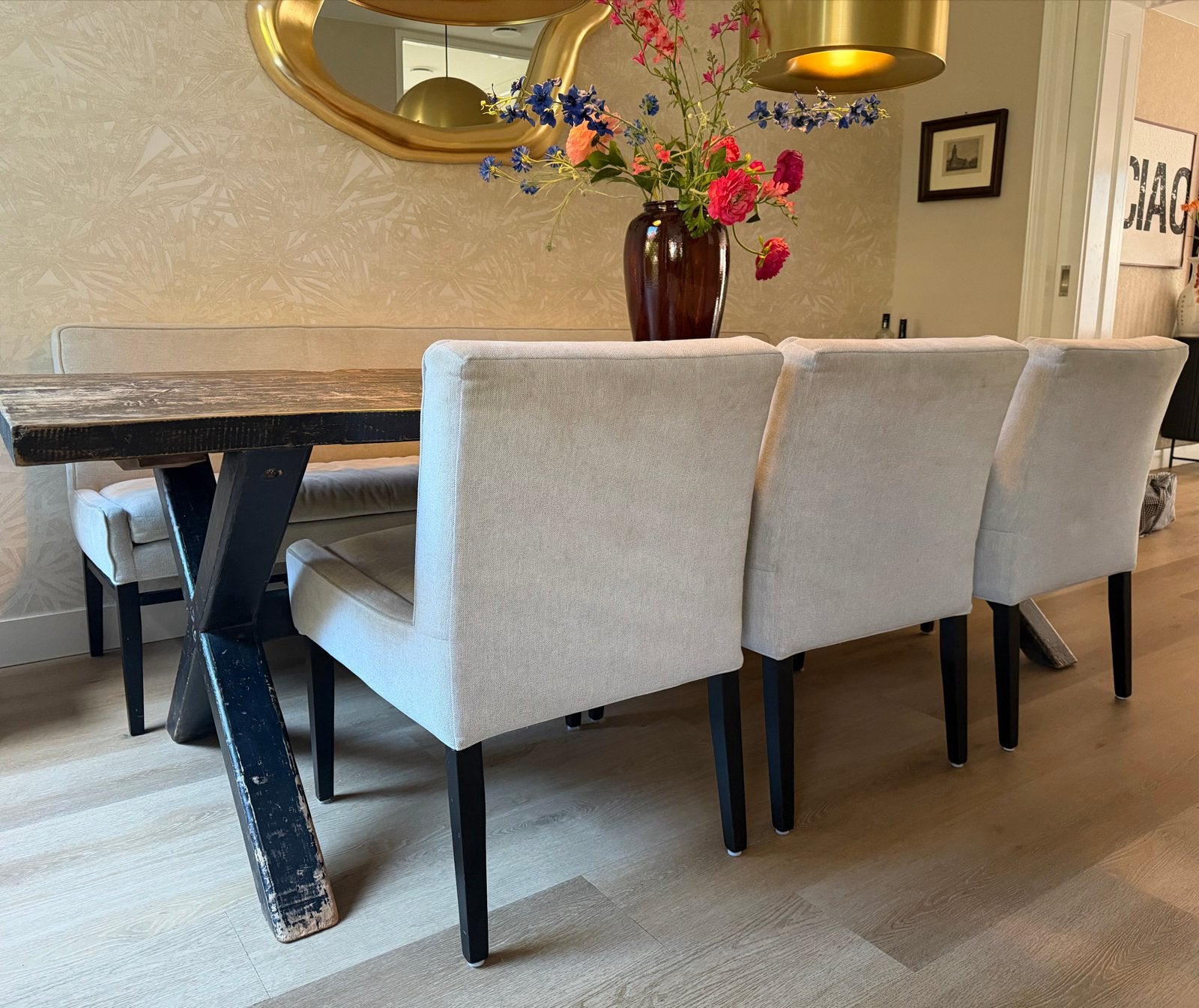 Eetkamerset (bank en stoelen), Ophalen, Gebruikt, Overige kleuren, Drie