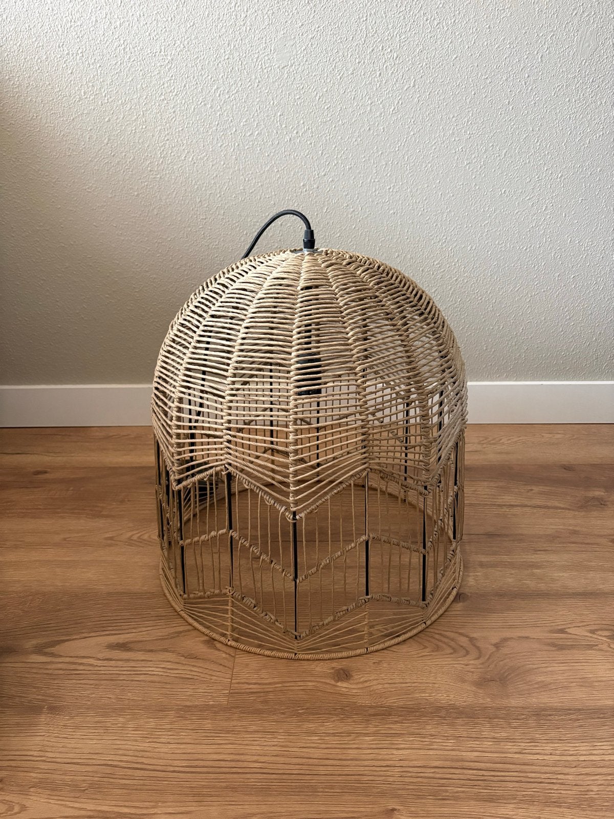 Rotan hanglamp Kwantum, 45x45cm, E27 fitting, Huis en Inrichting, Ophalen, Zo goed als nieuw, Natuurlijk materiaal, E27 (groot)