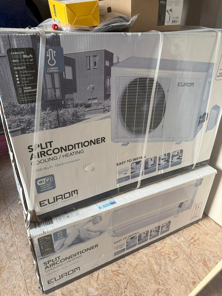 Eurom Split Airconditioner 12000 BTU - zelf te installeren, Witgoed en Apparatuur, Airco's, Ophalen, Nieuw, 3 snelheden of meer