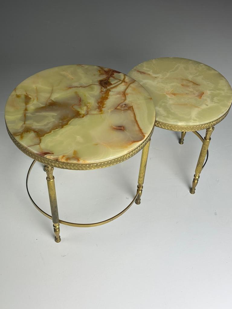 Set van twee vintage onyx bijzettafels, Huis en Inrichting, 45 tot 60 cm, Minder dan 55 cm, Rond, Ophalen of Verzenden