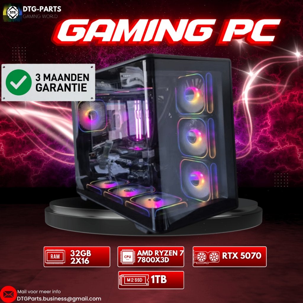 Gaming PC // RTX 5070 & AMD 7 7800X3D, Ophalen, 7604 HM, 32 GB, DTGParts.Business@gmail.com