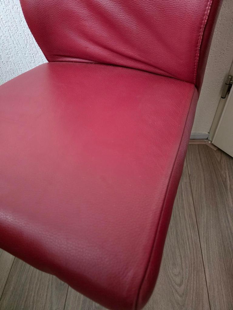 leren stoelen eettafel 4 x, Huis en Inrichting, Stoelen, Ophalen, Gebruikt, Rood, Leer